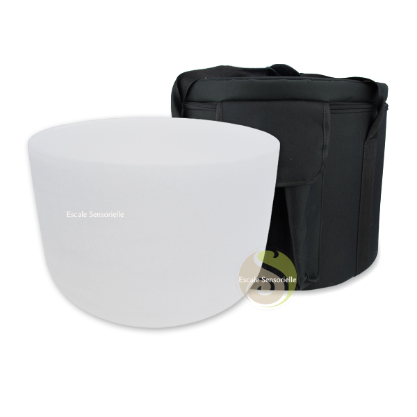 Bol chantant cristal de roche givré avec sac de protection