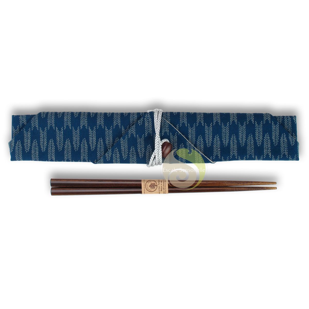 Japanese cotton chopsticks bag Yagasuri bleu