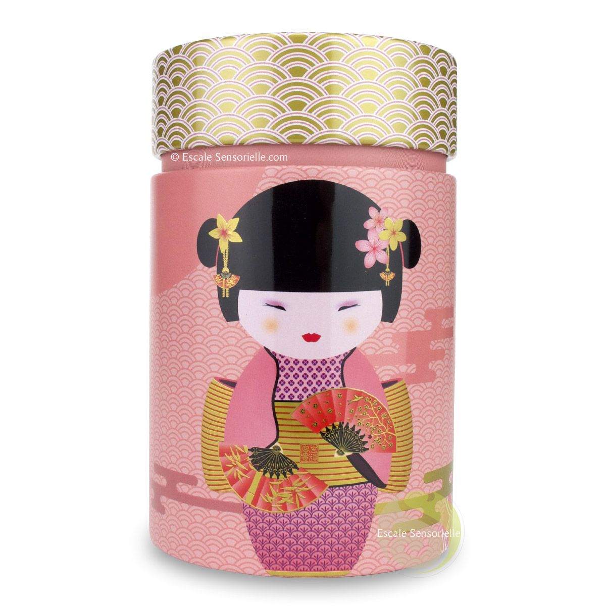 Boite double fermeture geisha rose Eigenart métallique ronde 150g