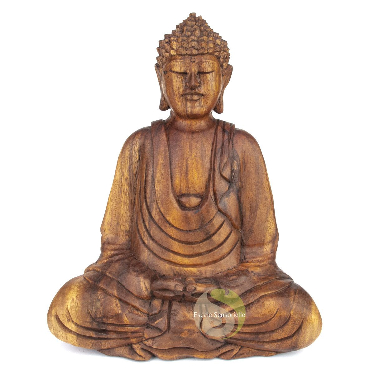 Représentation Bouddha Thailandais 30cm bois de suar statue sculpté manuellement