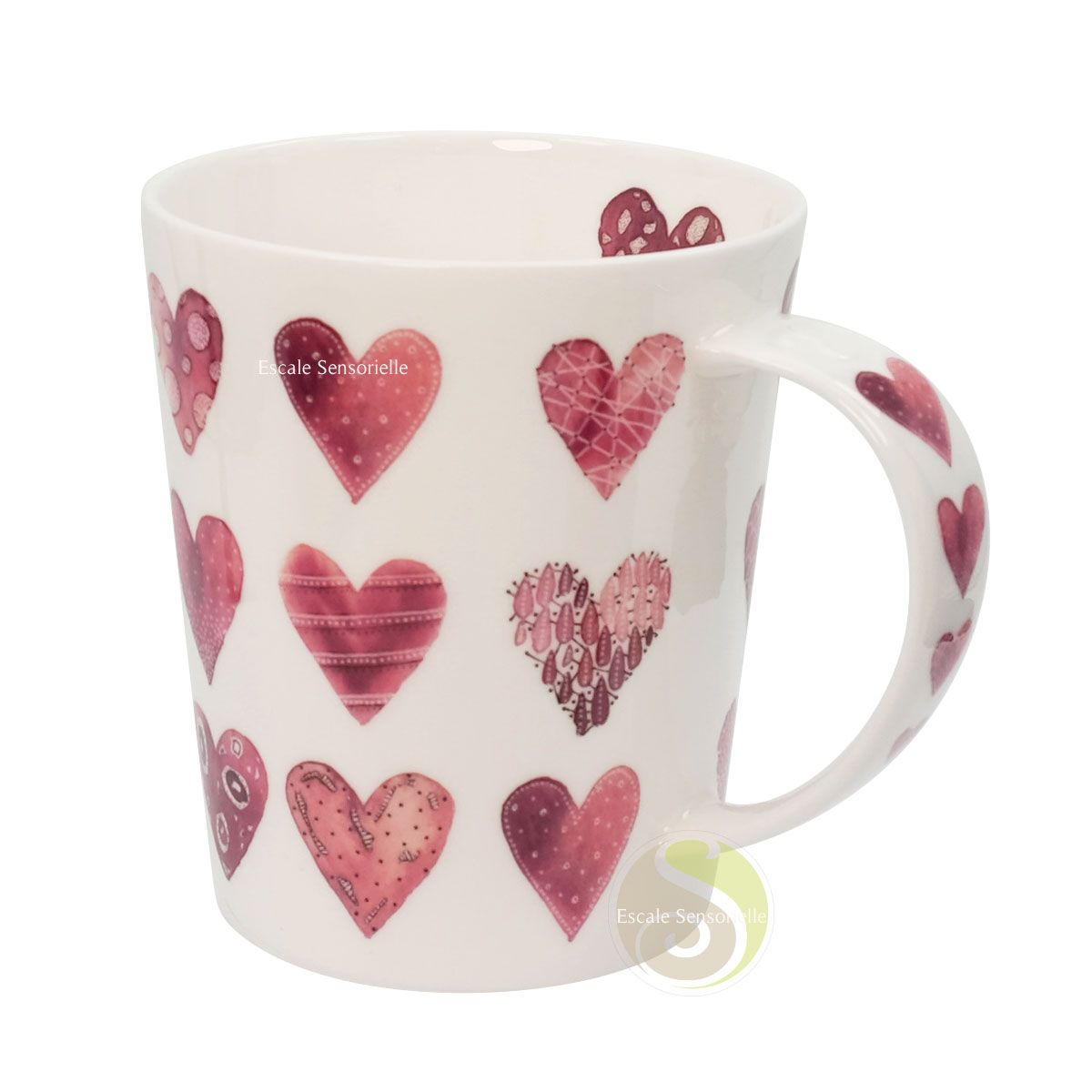 Mug hearts bone china 500ml Cupti pour thé ou infusion 
