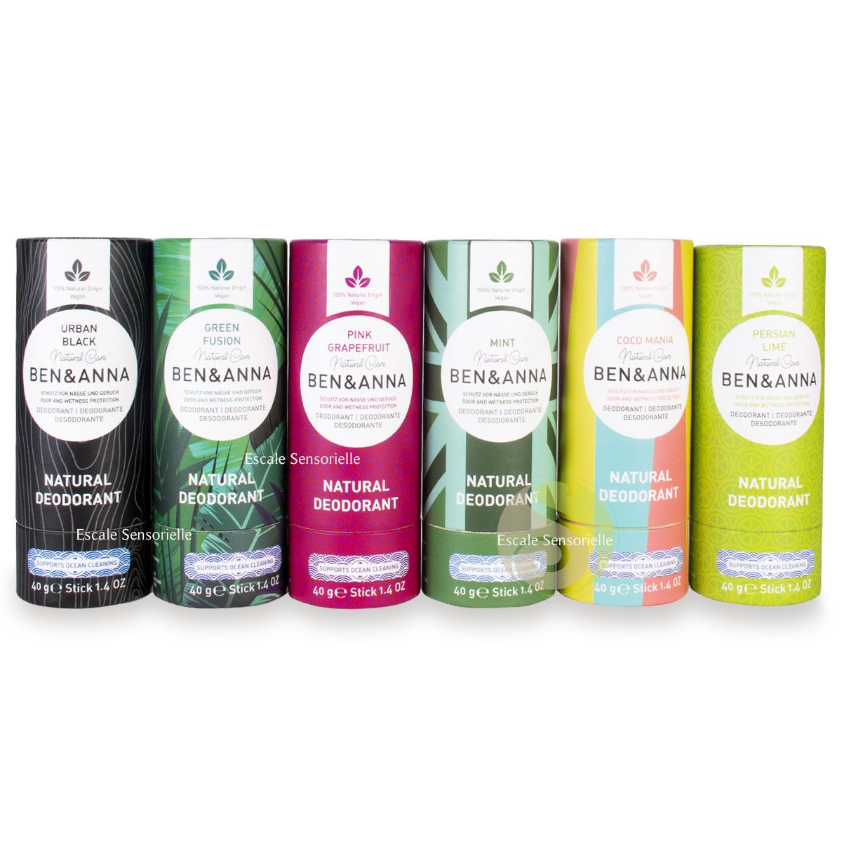 Collection 6 déodorants solides bio Ben & Anna vegan certifié Natrue