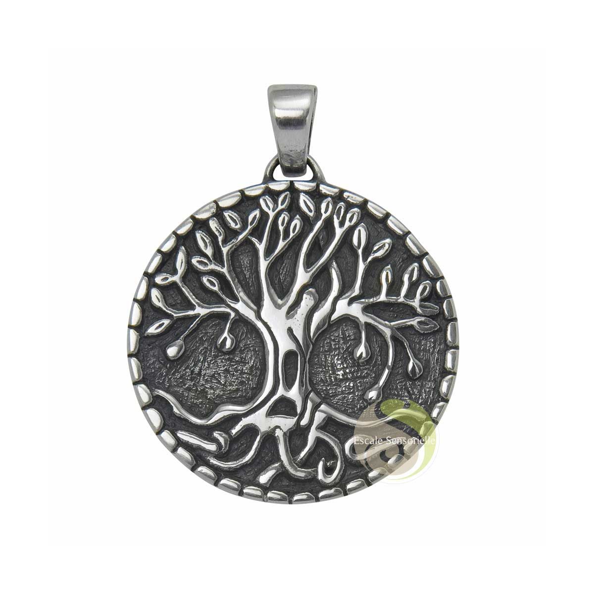 arbre de vie pendentif yggdrasil argent 925ème Ø30mm bijoux rare