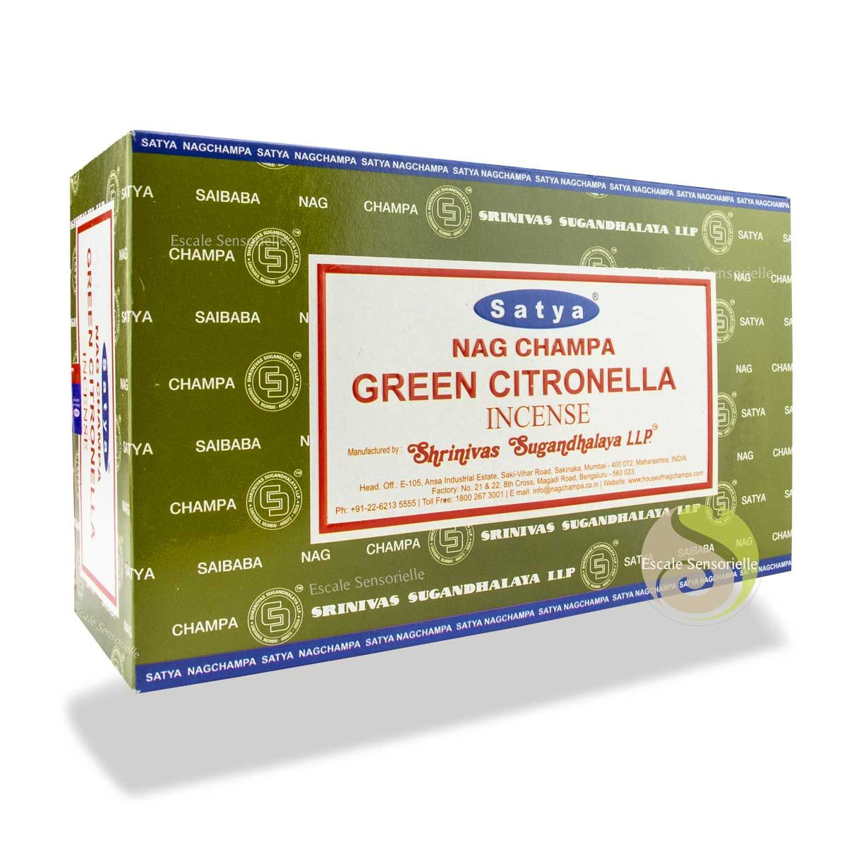 Green citronella Satya encens naturel indien parfum citron, miel, résines