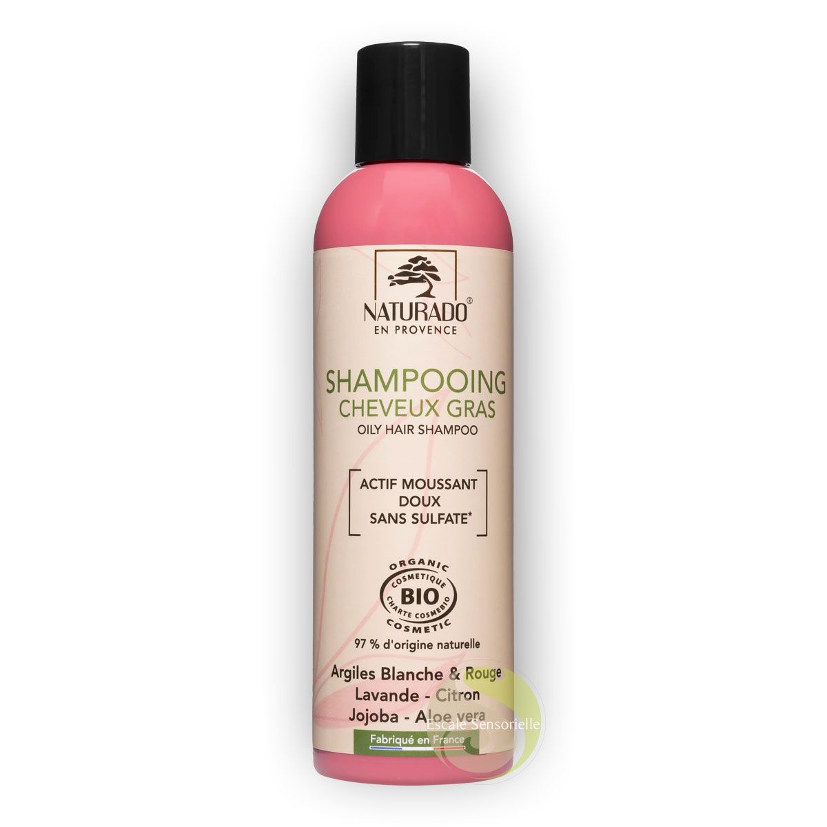 Shampooing cheveux gras bio Naturado sans sulfate nettoie et hydrate