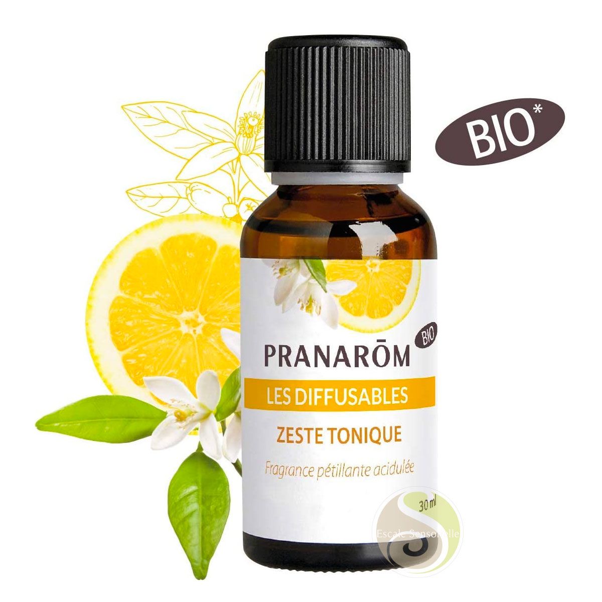 Zeste tonique Pranarôm citron bergamote synergie diffuseur les Diffusables bio