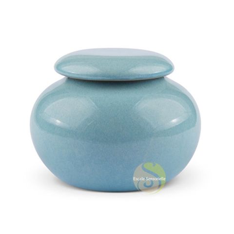 Boite thé ronde bleu pastel céramique porcelaine hermétique