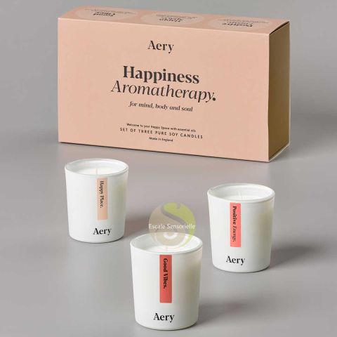 Happiness Aromatherapy collection coffret cadeau 3 bougies luxes