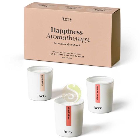 Happiness Aromatherapy collection coffret cadeau 3 bougies luxes Aery Living