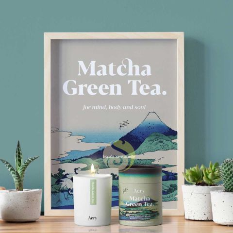 Matcha green Tea bougie luxe matcha, agrumes et bois précieux