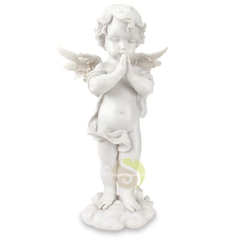 Statue ange debout priant dévotion prière hommage messager divin