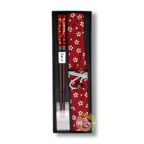 Set de baguettes japonaises avec housse de rangement coffret cadeau