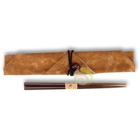 Étui à baguettes japonaises en coton brun marbré rangement design