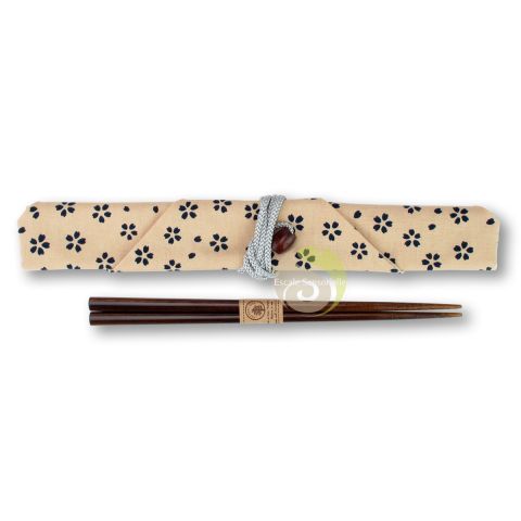 Rangement tissu coton à baguettes japonaises sakura fabrication artisanale