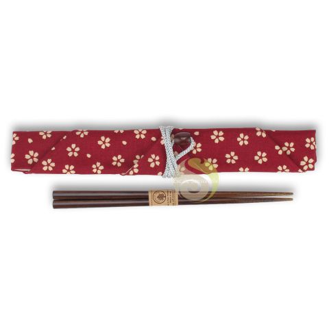 Étui sakura pour baguettes japonaises en tissu coton fabrication artisanale
