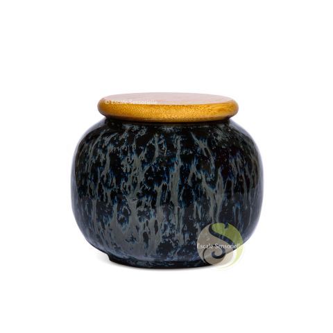 Boite à thé 280ml céramique Jianzhang onyx couvercle bois