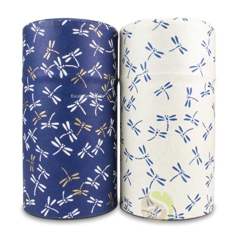 Boite bleu blanc papier washi japonais 60g lot de 2 double couvercle