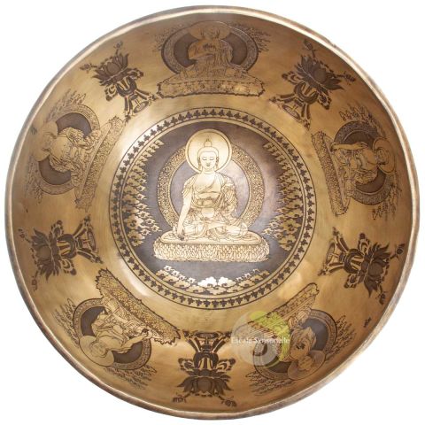 Bol symbole auspicieux Bouddha éveillé gravé tibétain chantant