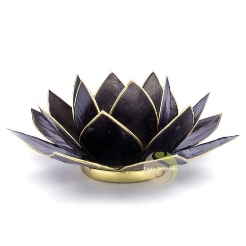 Fleur de lotus noire photophore bougie ambiance naturelle
