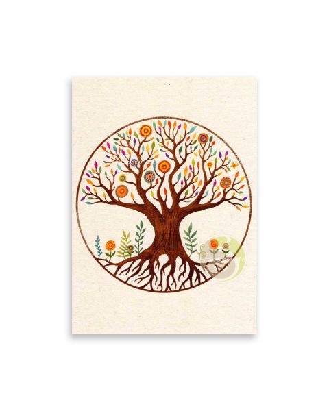 Carte postale fleur de vie mandala en papier FSC et encre végétale naturelle