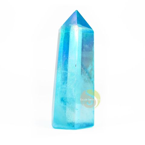 Pierre bleu argenté aqua aura pierre minérale cristal de roche