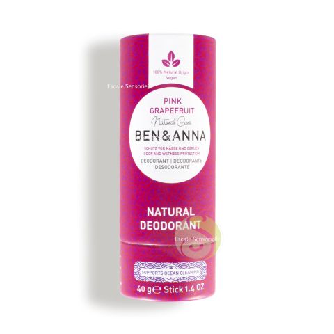 Déodorant vegan bio pink grapefruit Ben & Anna stick tube 100% naturel certifié natrue et vegan 