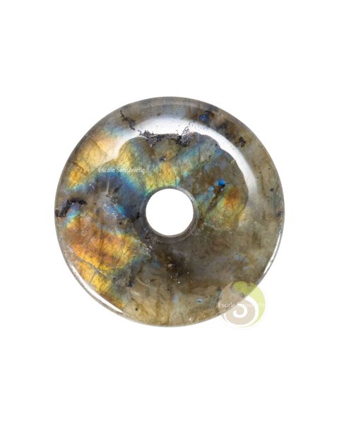 Pendentif labradorite donut 35mm pierre naturelle bijoux pi chinois
