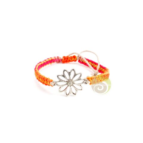 bracelet naturel sunset chanvre charme fleur daisy fabrication artisanale