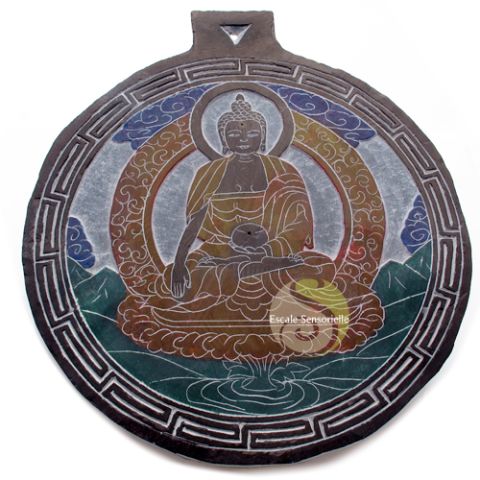 Grand choix ardoise gravée murale lithographie tibétaine Bouddha Shakyamuni