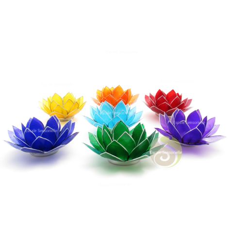 Photophores fleur de lotus 7 chakras (argent)