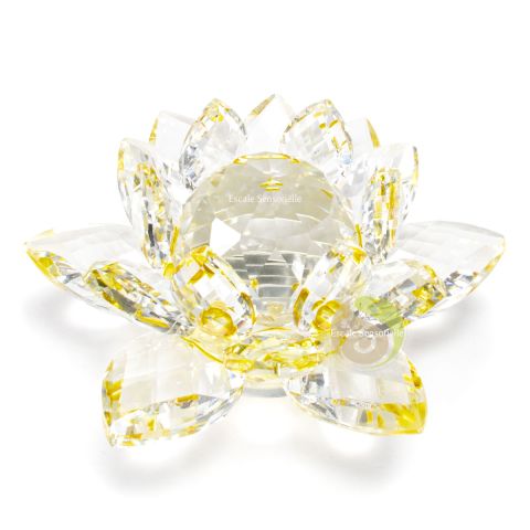 Fleur cristal jaune lotus 100mm déco énergétique Feng Shui