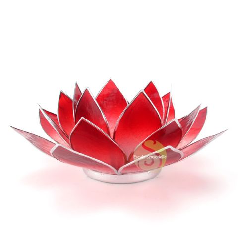 Lotus photophore rouge perle lampe bougie veilleuse