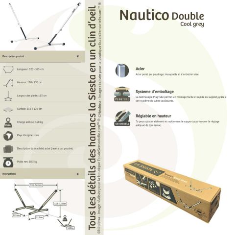 Support pour hamacs double nautico cool grey
