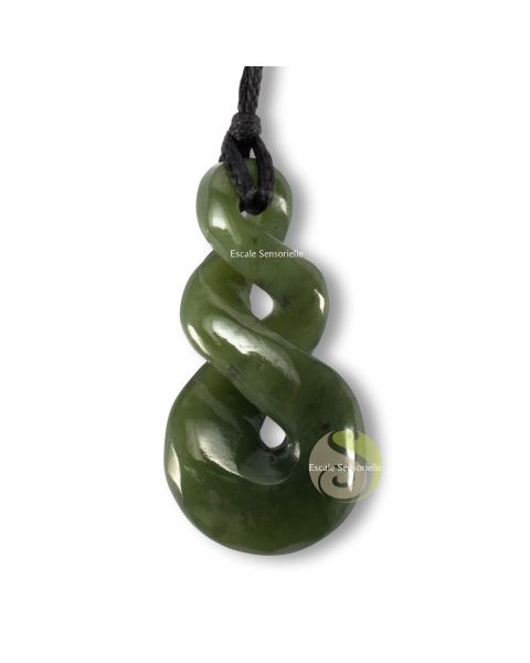 Maori double twist jade vert pendentif traditionnel polynésien