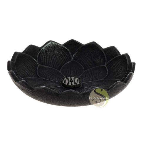 Brûle parfum lotus japonais Iwachu en fonte noir encens traditionnel 