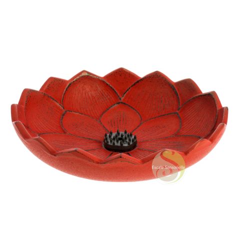 Support à encens lotus Iwachu rouge fonte japonaise