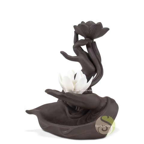 Support pour cônes d'encens fleur de lotus céramique pour encens refoulement 