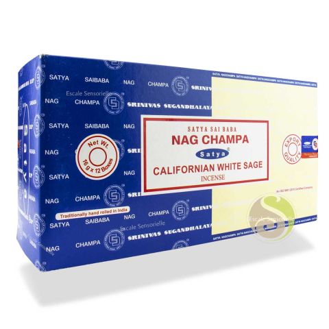 Combo california white sauge & Nag champa Satya boite d'encens 12 x 16g purificateur et protecteur