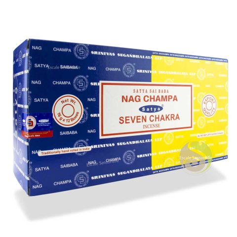 Combo seven chakra & Nag champa Satya boite d'encens 12 x 16g favorise le flux d'énergie