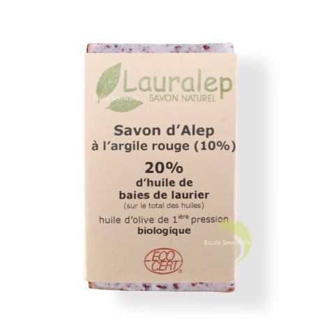 Savon Alep argile rouge gommage doux et naturel Lauralep Bio