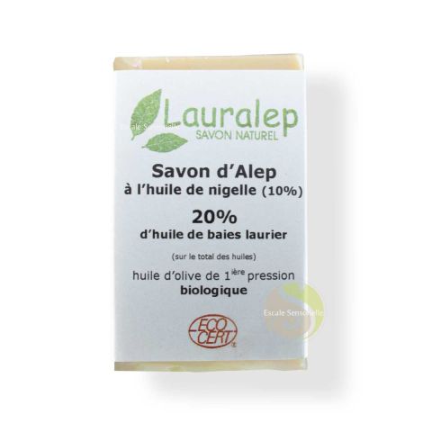 Savon d'Alep Nigelle 20% de laurier Lauralep savon bio écocert anti-inflammatoire 