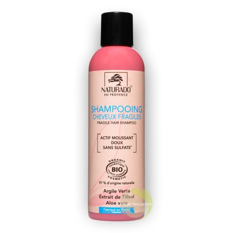 Shampooing cheveux fragiles bio Naturado sans sulfate nettoie et hydrate