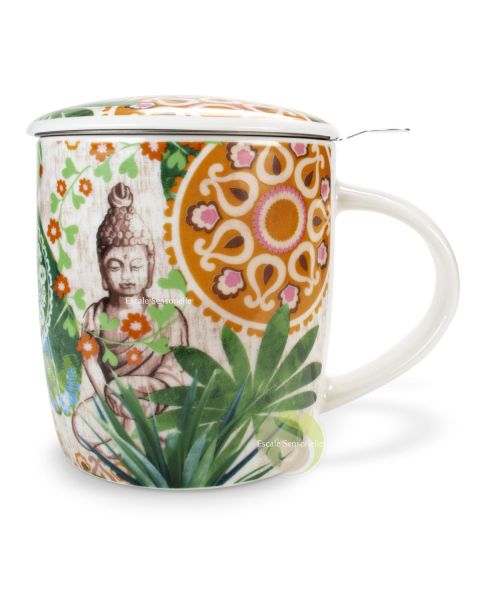 Tasse à thé Bouddha en céramique 3 pièces avec filtre inox amovible