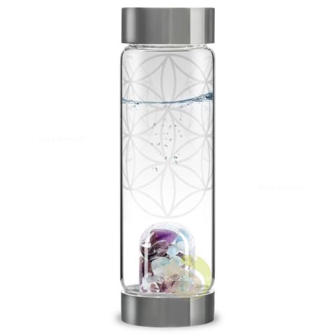 Bouteille verre pur via Vitajuwel fleur de vie nomade énergisez votre eau