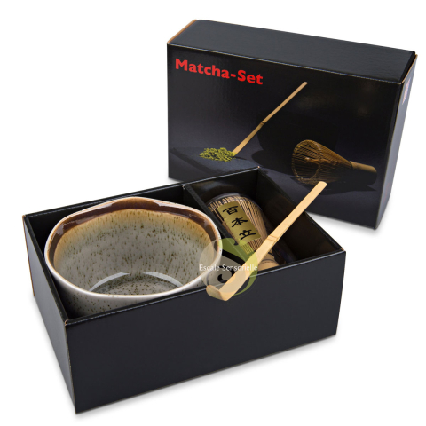 Coffret matcha gris foncé pour s'initier à la préparation du thé