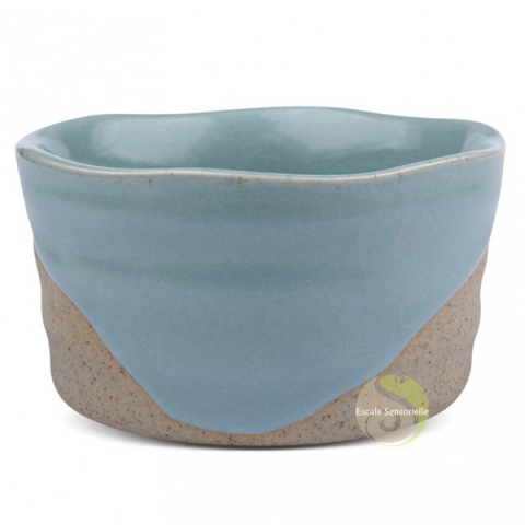 Bol à thé bleu beige en céramique pour thé en poudre