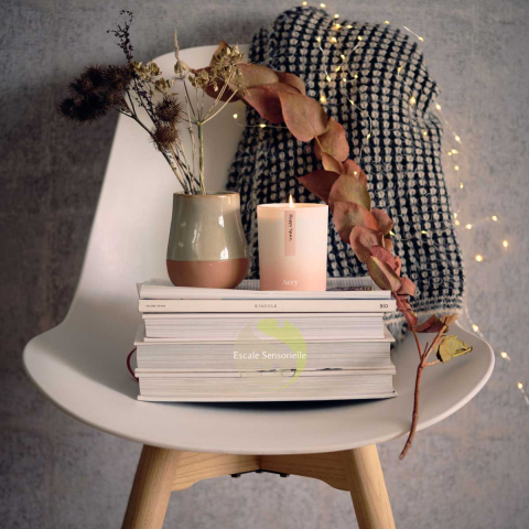 Happy Space bougie luxe géranium, rose et ambre