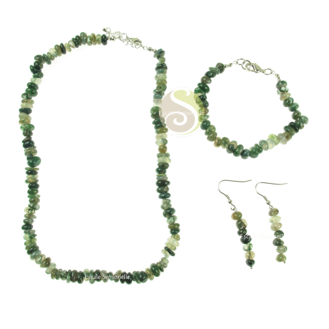 Parure de bijoux agate mousse