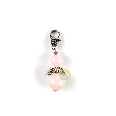Charm ange quartz rose pierre minérale pour bracelet bijoux