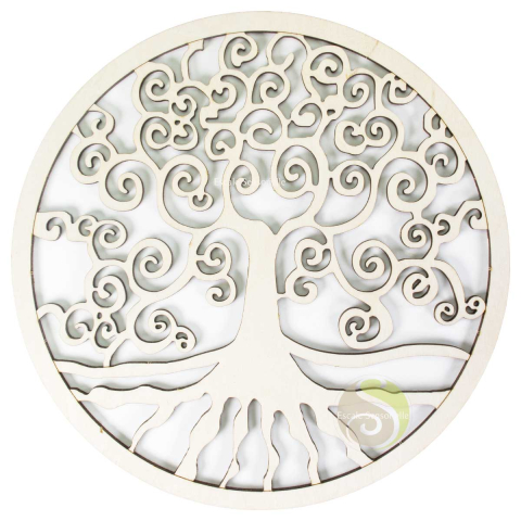 Plateau Yggdrasil arbre de vie bois de bouleau Ø 18cm